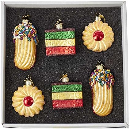 Kurt Adler Noble Gems Cookie Glass Ornament Set, 6-Piece Box Set