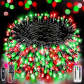 BrightChristmas 500 LED 164 FT Christmas Lights, Waterproof Outdoor String Lights with Remote and Timer, Christmas Tree Lights with 8 Modes Dimmable, Fairy Lights for Holiday Decor (Red and Green)