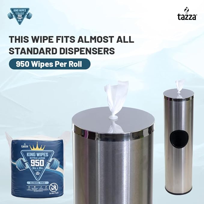 Tazza Gym Equip Wipes, 4 x 950 Count (3800 Total Wipes) - Durable, Pre-Saturated Gym Equipment & Surface Cleaning Wipes