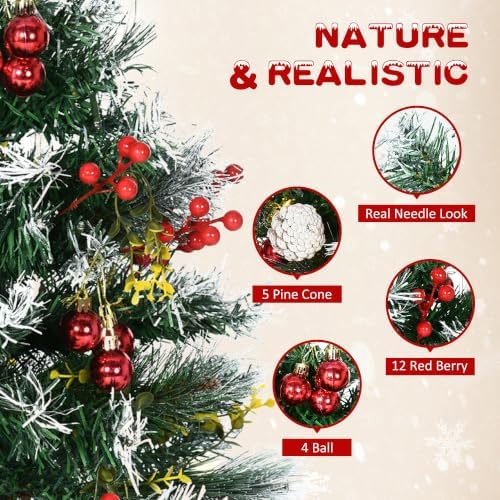 HOMCOM Artificial Christmas Tree Prelit Cordless 2 Pieces 2.5 ft Green