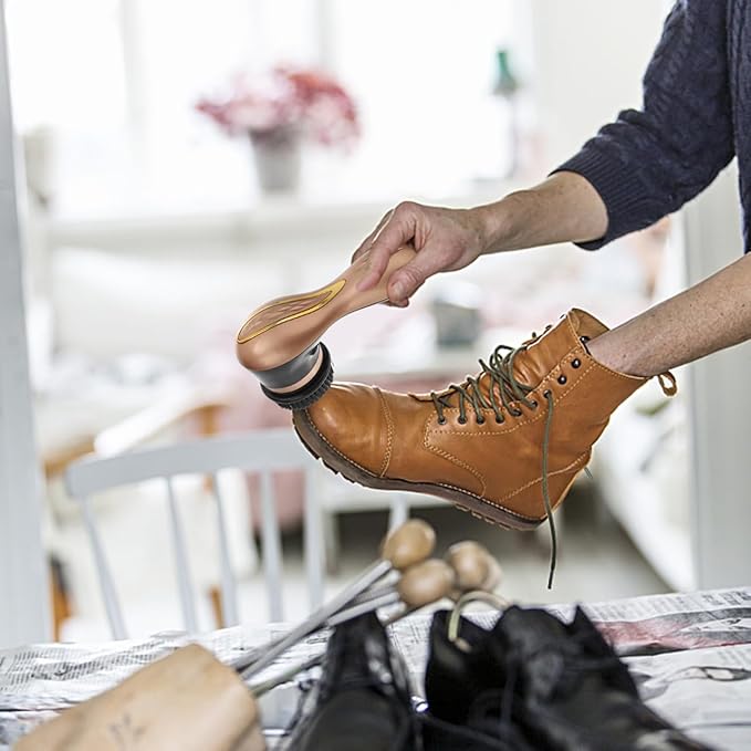 SOLUSTRE Electric Shoe Shine Kit - Mini Portable Handheld Shoe Cleaner with Brush & Polisher for Leather Bag Sofa