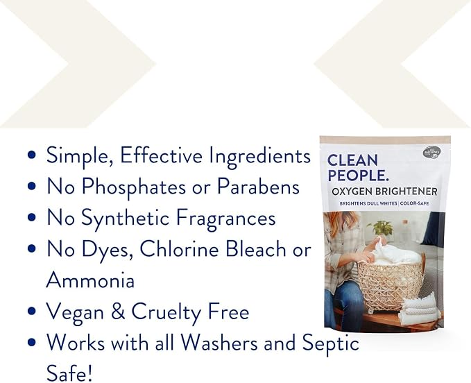 The Clean People Oxygen Brightener Stain Remover | Bleach Alternative, Simple Ingredients, Brightens Dull Whites AND Colors | 79 oz
