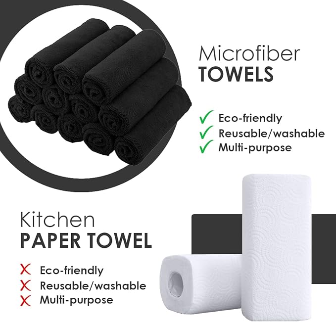 Avalon Towels Microfiber Cleaning Cloths (Value Pack of 48) - Size 16 x 16 Inches, Highly Absorbent Cleaning Rags, Lint Free, Reusable and Washable, Microfiber Towels for Cars