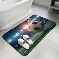 Football Washable Area Rugs for Living Room Bedroom, Large Non Slip Indoor Floor Carpet Absorbent Low Pile Goal Net Soccer Sports Orange Blue Green Door Mat Rugs for Bathroom Entryway 47.2"x63"