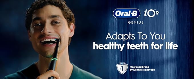 Oral-B Rechargeable Electric Toothbrush, iO9 Genius, 7 Cleaning Modes, Interactive Display, Charging Travel Case, Visible Pressure Sensor, 4 Brush Heads, White Alabaster