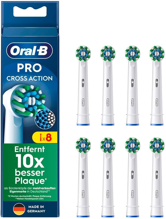 Oral-B PRO CrossAction Replacement Electric Toothbrush Heads, White, 2-Pack of 8 Count - 16 Brush Heads Total