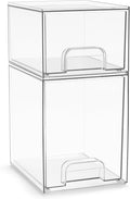 Sorbus Acrylic Storage Containers - 2 Pack, Stackable Storage Bins Set for Bathroom Organization - Clear Acrylic Drawer Organizers - Makeup Case Pull-Out Drawers (7.6’’ and 4.4’’ Tall)