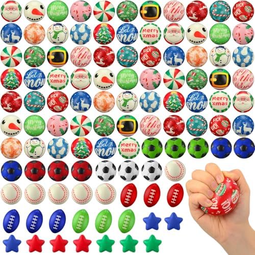Gejoy 108 Pcs Christmas Party Favors Bulk, Snowman Santa Balls