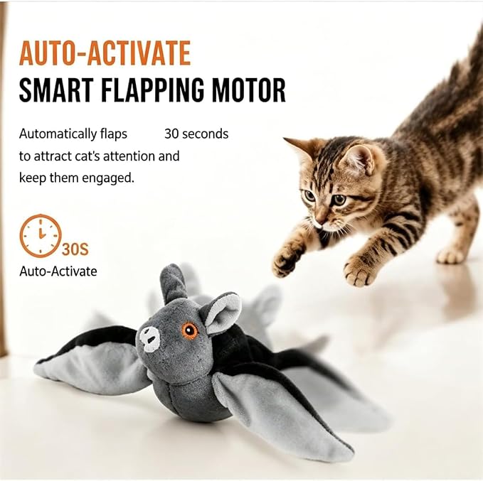 Flying Bat Dog Toy,Flying Bat Toy for Dogs & Cats，2PCS | Flapping Bat Toy with Chirping Engages Cats and Dogs,Mimics Real Flying Motion,Flapping Wings Interactive Pet Toy