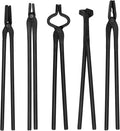 Blacksmith Tongs Set 5PC: Wolf Jaw Tongs, V-Bit Bolt, Flat, Blade, Square Jaw; Blacksmith Tools Set for Knife Making Forge Tongs, High-Strength Forged Steel for Blacksmith & Bladesmiths