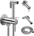 Arofa Built-in Hot and Cold Bidet Sprayer for Toilet, Warm Water Bidet with Adjustable Water Pressure, Dual Control Mode Toilet Sprayer with Toilet Hose for Feminine Wash, Wall Mounted