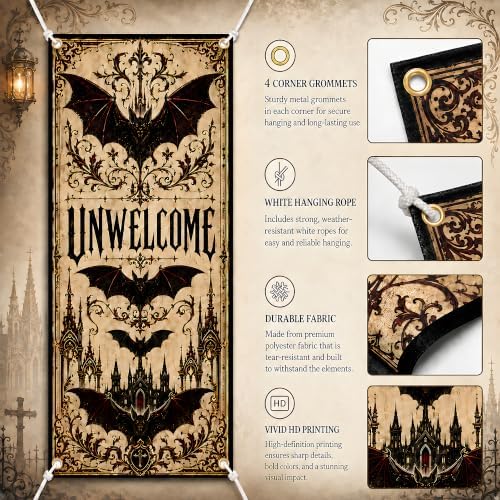 Halloween Decorations - UNWELCOME Gothic Halloween Door Cover