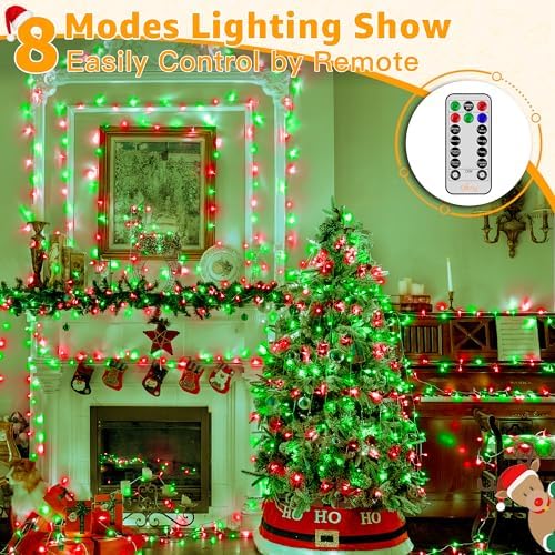 Ollny Christmas Lights Outdoor 800LED 262FT, Red and Green Plug in