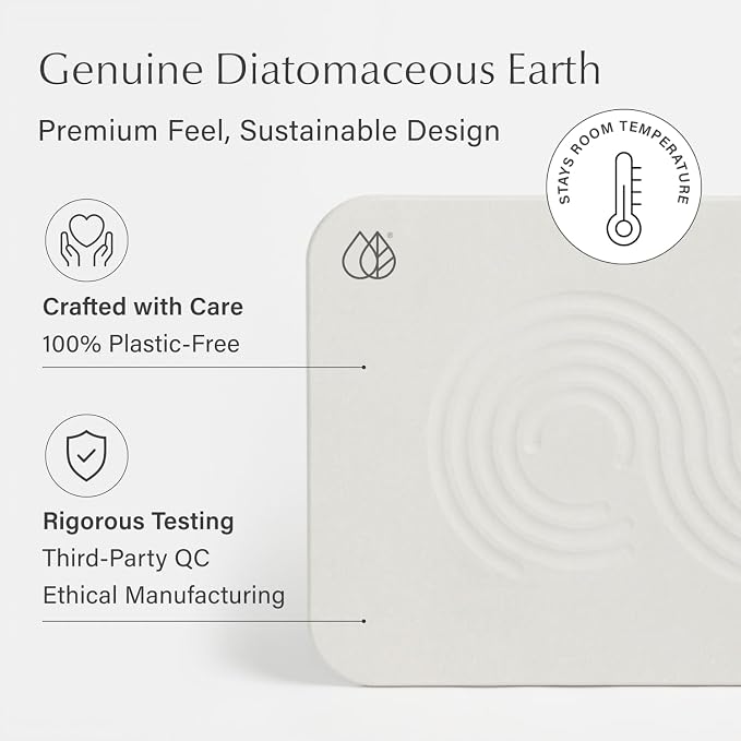 Dorai Home Stone Bath Mat Set - Premium Diatomaceous Earth Bath Floor Mats with Non-Slip Base, Fast-Drying Modern Shower Mat for Bathroom | Zen Sandstone, 2 Pack - 23.6"x15.4"