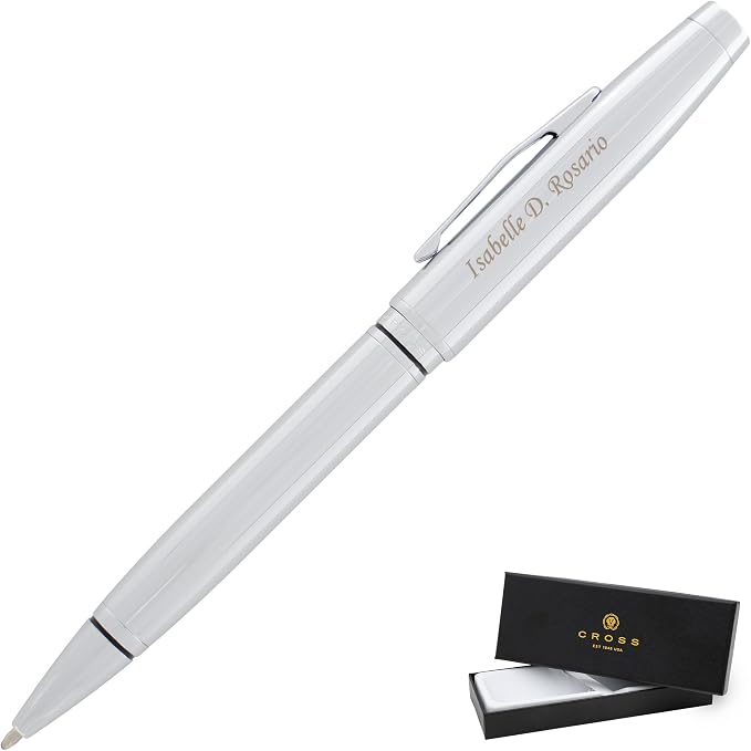 Cross Coventry Ballpoint Pen with Personalized Engraving - Polished Chrome with Black Accent Banding - Gift for Graduation, Retirement, New Job, or Corporate Recognition