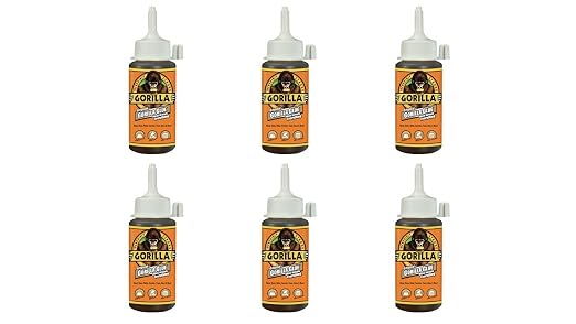 Gorilla Original Waterproof Polyurethane Glue, 4 ounce Bottle, Brown, (Pack of 6)
