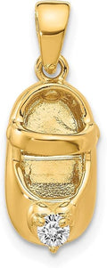 14k Yellow Gold Shoe Pendant with Diamond Accent, Polished Finish, Symbolic Fine Jewelry Charm for Women