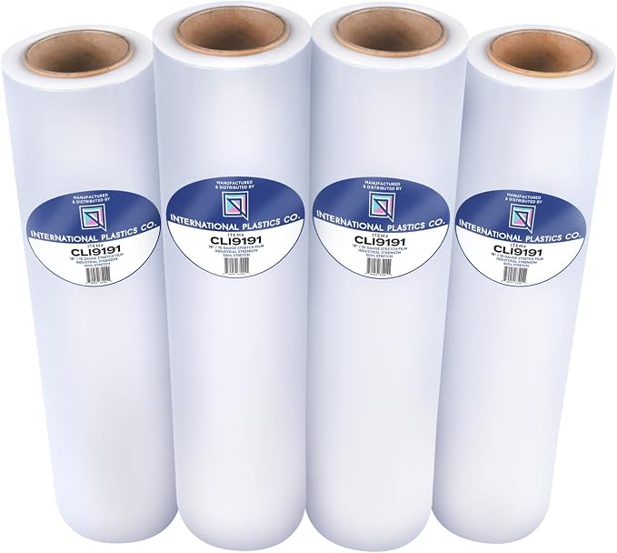 International Plastics Co. 18" 70 Gauge Plastic Stretch Film/Wrap 1500ft 500% Stretch Clear Cling Durable Adhering Packing Moving Packaging Heavy Duty Shrink Film