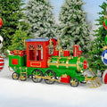 Zaer Ltd. Large Metal Christmas Train Commercial Decoration (5.85 Feet Long - Small, Christmas Themed Colors)