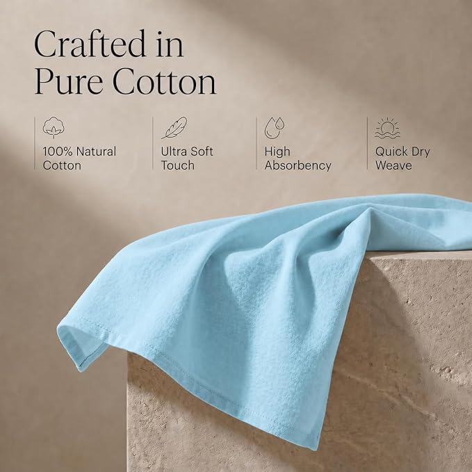 Urban Villa Kitchen Towels 100% Cotton Dish Towels for Kitchen(Set of 6) 20”x30” Dish Cloths Highly Absorbent Kitchen Linen Set with Hanging Loop Perfect for Drying Dishes Cleaning Hand Towels – Aqua
