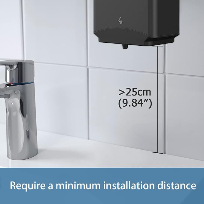 AIKE Heavy Duty Automatic Soap Dispenser,37oz for Bathroom,Matteblack Steel | 5-Level and Savety Key for Commercial(4*AA Batteries Not Included),Screw Wall Mount for Space-Saving,Stainless Steel AK1206
