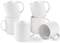 theterra Ceramic Coffee Mugs Set of 6, 14.2oz Handmade Coffee Cups with Handle for Latte, Tea, Milk, Beer, Hot Cocoa, Bright White