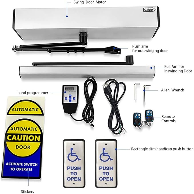 Commercial Handicap Door Opener Swing Door for the Disabled with Wired Narrow Rectangle Handicap Push Buttons Olide-515