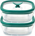 Anyday 2 Pack 2.5 Cup Glass Lunch Containers (Kale) | Microwave Safe, Bowls with Glass Lids for Work, Food Storage, Bento Box Meal Prep Container