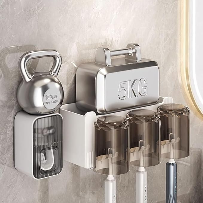 Toothbrush Rack Bathroom Wall-Mounted Toothbrush Holder Multifunctional Toothbrush Holder Black Toothbrush Storage Box Without Punching Bathroom Toothbrush Holder(S22.5cm)
