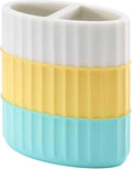 IZOD - Toothbrush Holder, Resin Countertop Bathroom Accessories, Dorm Room Essentials, Striped Bathroom Decor (Clubhouse Collection, Aqua)