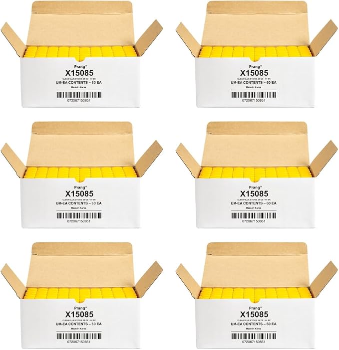 Prang Washable Glue Stick, Clear, 0.28 oz., 60 Count/Box, Case of 6 Boxes, 360 Glue Sticks Total