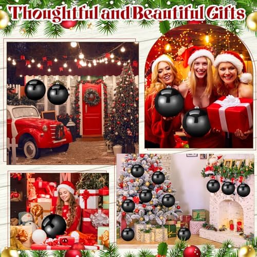 Zubebe 6 Pcs 8 Inch Large Outdoor Christmas Ball Ornaments,Black