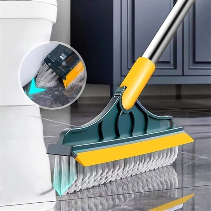 Bathroom Cleaning Brush with Wiper,Tiles Cleaning Brush Bathroom Brush with Long Handle Tile Cleaner Brush Bathroom Floor Cleaning Brush Floor Cleaner Brush Floor Scrub Brush (2 in 1 Brush)