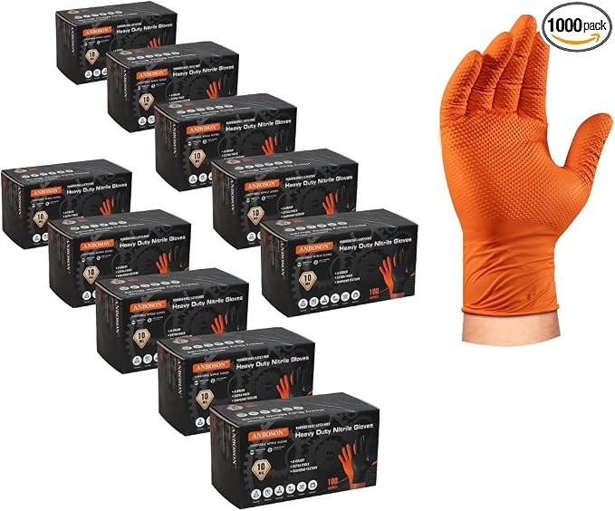ANBOSON 10 Mil Heavy Duty Diamond Texture Nitrile Gloves, Large, 1000 Ct | Bulk Supply for Businesses, Commercial Teams, Facilities & Professional Workplaces, Reduce Restocking & Operating Costs