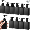 Domensi 12 Pcs 100ml /3.4 oz Pump Bottle Mini Travel Bottles Small Dispenser Containers Plastic Pump Lotion Dispenser Empty Square Travel Size Containers Toiletries (Whole Black)