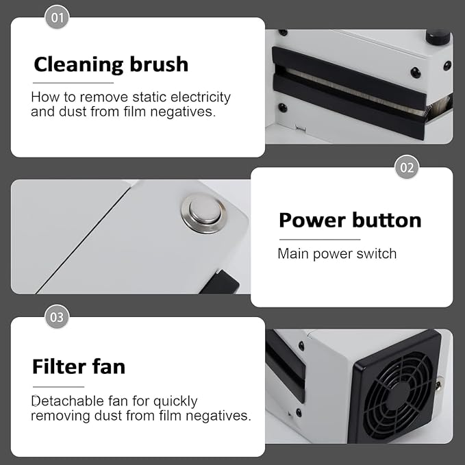 Anti-Static Dust Collector, Electrostatic Film Cleaner with Brush Module for Efficient Film Cleaning and Easy Maintenance (Black)