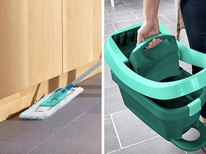 Leifheit "Profi" Mop and Bucket Set with Rollers, Turquoise