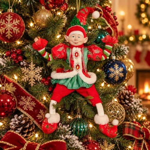 HMASYO Large 22" Set of 2 Christmas Plush Elf for Tree Hanging Decorations