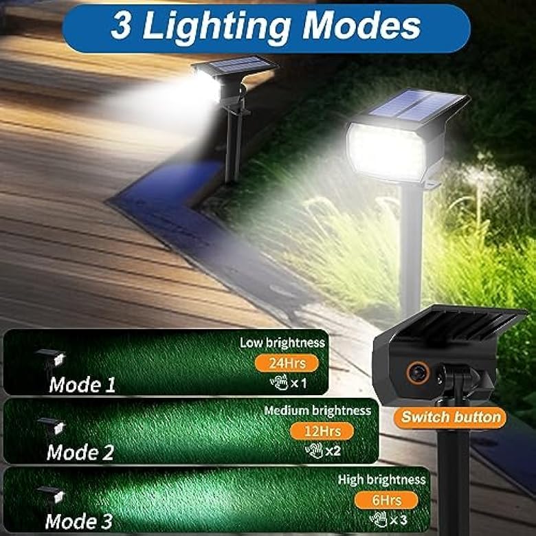 WENATY Solar Spot Lights Outdoor Waterproof Spotlights,6 Pack, Cool White