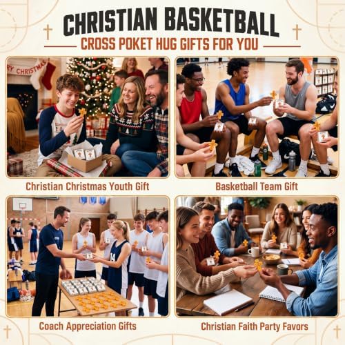 30 Sets Christian Encouragement Gifts Basketball Pocket Cross with Boxes