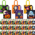Sweetude 120 Pcs Halloween Tote Bags Bulk Trick Treat Bag with Handles Reusable Non Woven Halloween Treats Party Gift Favors Bags for Kids