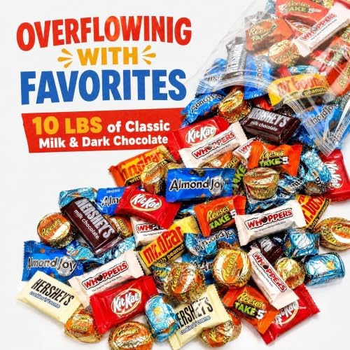 Chocolate Assorted Bulk Candy - 10 LB Chocolate Candy Variety Pack - Bulk Chocolate, Milk ChocolateCandy, Dark ChocolateCandy - Bulk Candies Mix - Variety Pack - July 4th