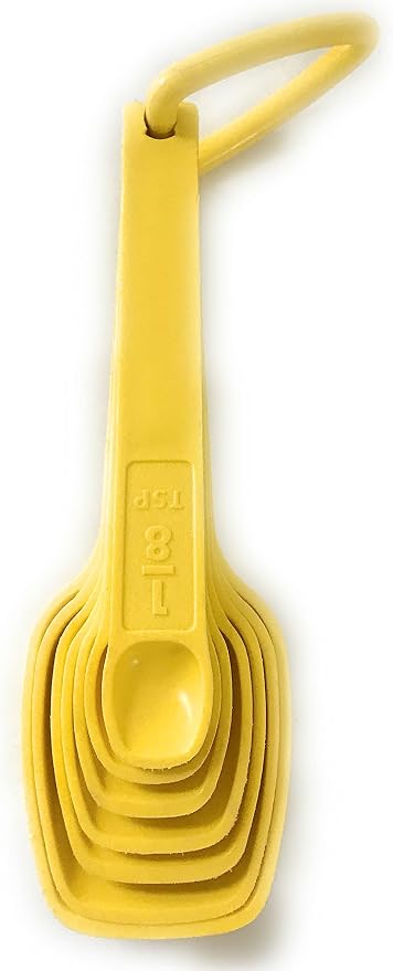 Tupperware Measuring Spoons with Ring Holder Yellow