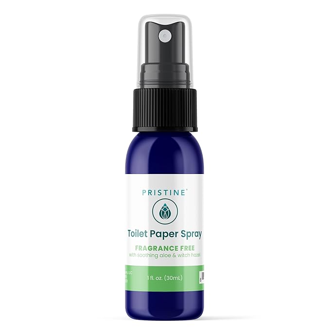PRISTINE Toilet Paper Spray, As Seen on Shark Tank, Flushable Wipe Alternative, Personal Cleansing Bathroom Spray for Regular Toilet Tissue, Bidet Alternative, Made in USA, Fragrance Free, 1oz Travel