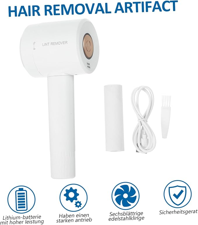 Mikinona USB Rechargeable Hair Ball Trimmer for Clothes Lint Remover Sweater Defuzzer with High-Performance Blades Portable White Fuzz and Pills Remover for Sweaters Sofa Curtains and