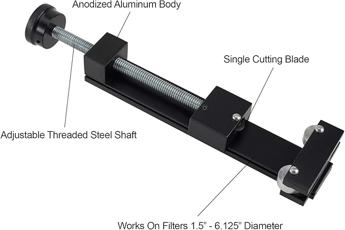 Speedway Motors Engine Motor Oil Filter Cutter Tool, Oil Filter Removal Tool, Fits Filter Up To 6 1/8” Diameter, Features Knurled Knob for Secure Grip and Adjustable Steel Shaft