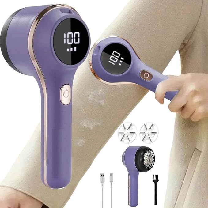 Fabric Shaver Lint Remover for Clothes Led Display 3 Speed Rechargeable Portable Type C 2000mah Battery Fabric Ball Shaver Electric Lint Remover for Clothes Furniture Extra Blade (Multicolor)