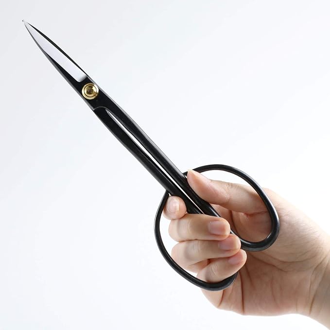 Wazakura Twig Bonsai Scissors Made in Japan 210mm(8.15 inch), Japanese Bonsai Garden Tools, Hasami Pruning Shears - Long Handle Black