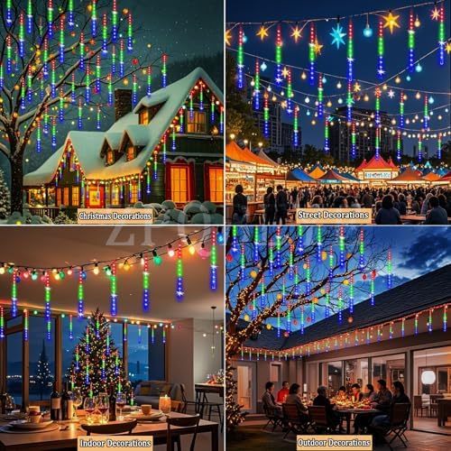 Christmas Outdoor Lights Snow Falling Rain Cascading Icicle Lights