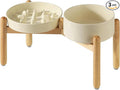Havniva Elevated Slow Feeder Dog Bowls, Ceramic Dog Bowl Slow Feeder Set | 1.6 Cups Raised Slow Feeder Dog Bowl for Medium Breed, 7.3” Dog Water Bowl with Wooden Stand, Puzzle Dog Food Bowl, Non-slip